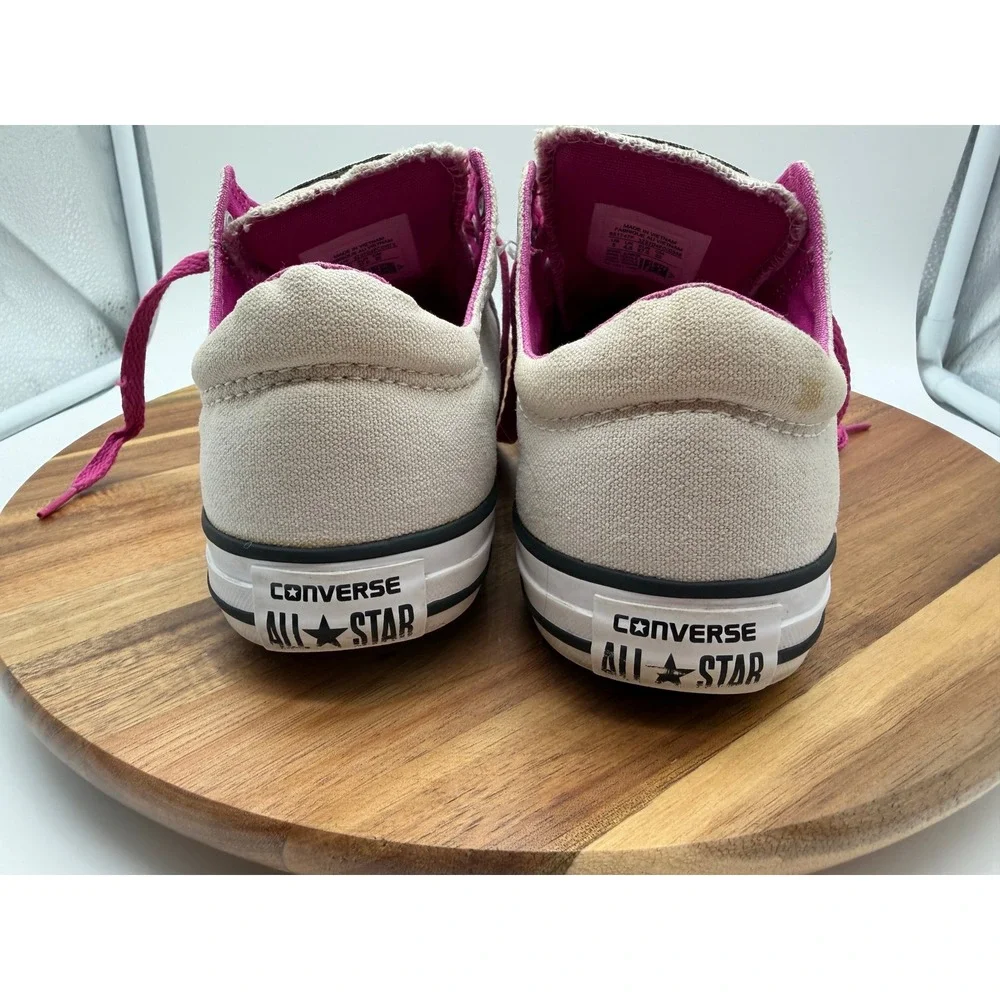 Converse All Star Low Top Junior Size 5 Sneakers Grey Cream Pink Laces 0515
